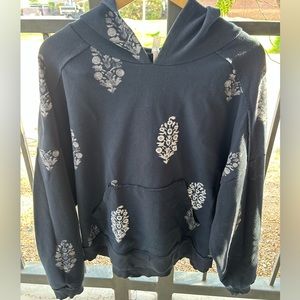 FREE PEOPLE ( We the free) Black hoodie with embroidery! Size large!